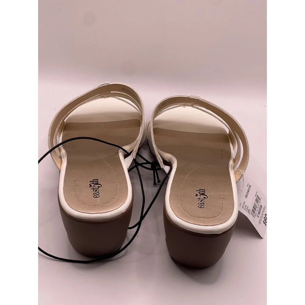 East 5th Evergreen Womens White Textured Triple Strap Wedge Sandals Size 12 M